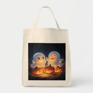 Bolsa Tote Cartoon Bonito de Halloween Fantasmas Brilhantes