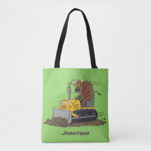 Bolsa Tote Cartoon buldozer engraçado