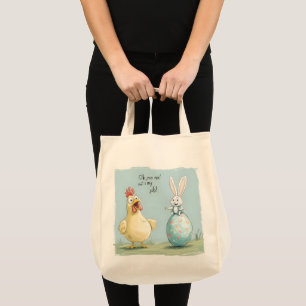 Bolsa Tote Cartoon Bunny Pintinho, Diversão de Páscoa de Ovo