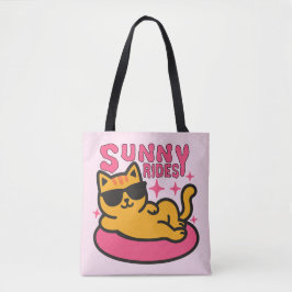 Bolsa Tote Cartoon Chill cat em floatie no humor solar