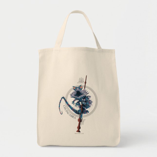 Bolsa Tote Cartoon Chupacabra & Elder Wand (Frente)