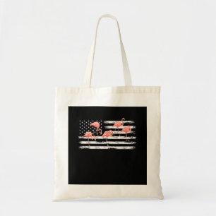 Bolsa Tote Cartoon Cor-De-Rosa, Flamingo EUA Bandeira 4 De Ju