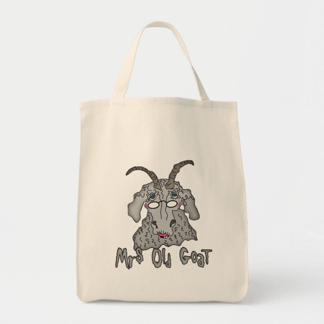 Bolsa Tote Cartoon da Sra. Old Goat Funny (Frente)