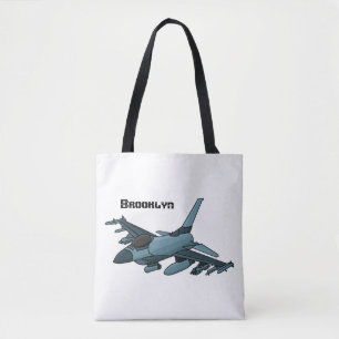 Bolsa Tote Cartoon de avião de combate militar