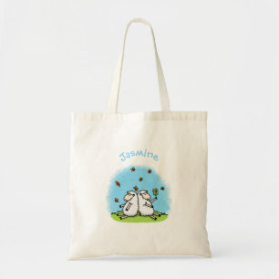 Bolsa Tote Cartoon de carneiros e borboletas bonitos