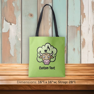 Bolsa Tote Cartoon de Cartoon de Metano de Vaca