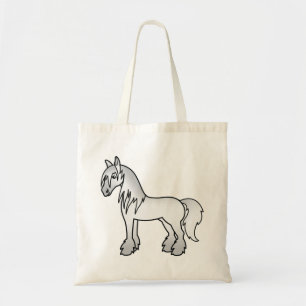 Bolsa Tote Cartoon de cinza Gypsy Vanner Shire Clydesdale Hor