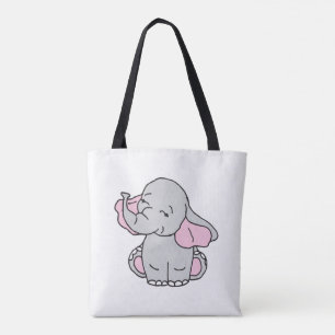 Bolsa Tote Cartoon de Elefante de Padrão Desenhado à Mão R