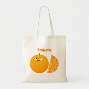 Bolsa Tote Cartoon de fruta de citros de laranja feliz