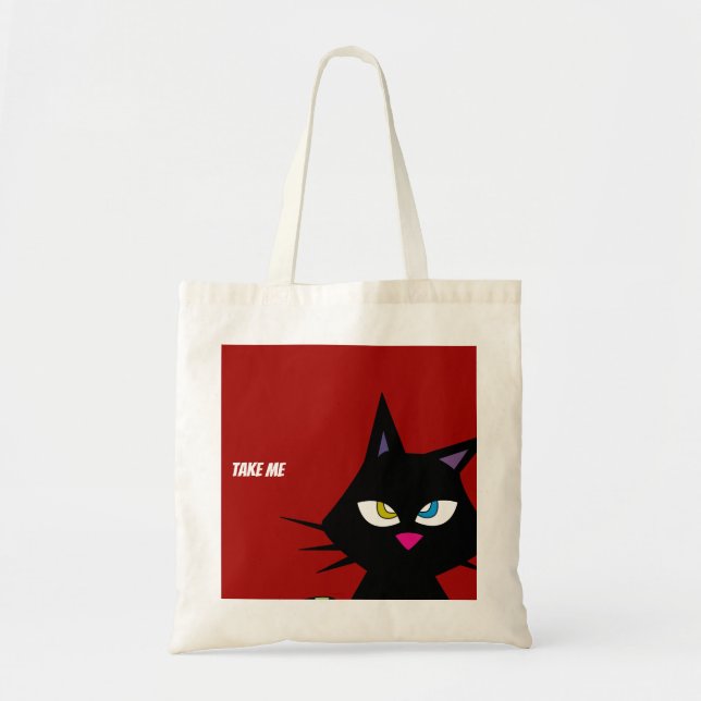 Bolsa Tote Cartoon de Gato Negro (Frente)