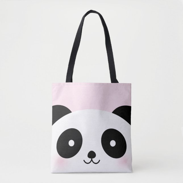 Bolsa Tote Cartoon de Kawaii Bonito Urso Panda Rosa (Frente)