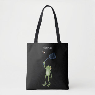 Bolsa Tote Cartoon de mosca verde-sapo engraçado