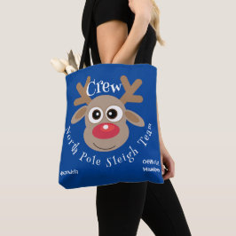 Bolsa Tote Cartoon de Natal bonito Reindeer Sleigh Equipe Azu