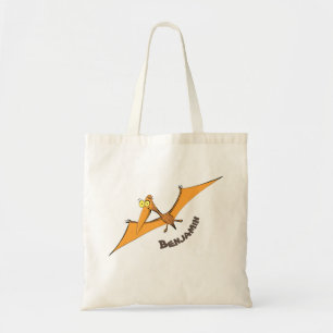 Bolsa Tote Cartoon de pterodátilo, cor de laranja giro e eng