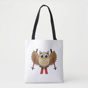 Bolsa Tote Cartoon de Skiing Coruja