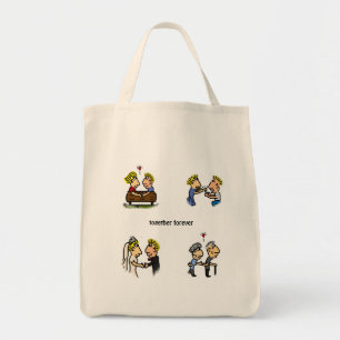 Bolsa Tote Cartoon do Casal 🎉 Envelhecimento