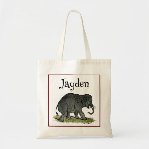 Bolsa Tote Cartoon Elefante Adorável, Amigo do Zoológico Engr
