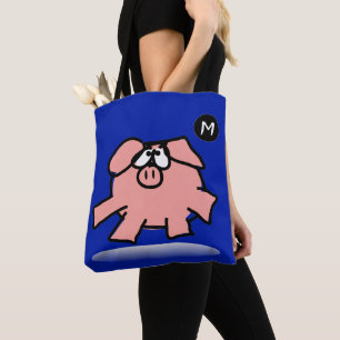 Bolsa Tote Cartoon Engraçado Ano de Porco Escolha a cor Bag M