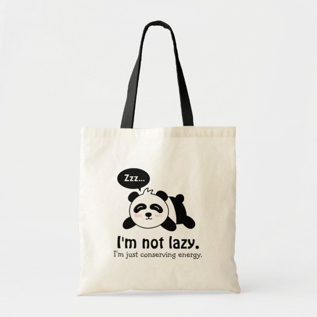 Bolsa Tote Cartoon Engraçado de Panda Fofo Dormindo (Frente)
