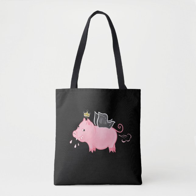 Bolsa Tote Cartoon Engraçado - Magia-Porca-Voadora (Frente)