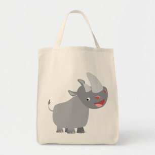 Bolsa Tote Cartoon Engraçado Rhino Grocery Tote Bag