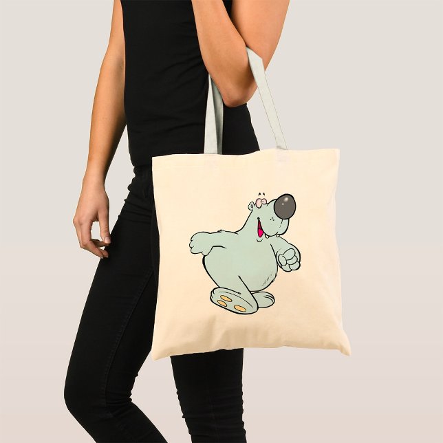 Bolsa Tote Cartoon Engraçado Urso Polar Um Caráter Azul (Criador carregado)