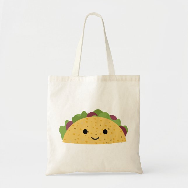 Bolsa Tote Cartoon Fantástico Kawaii Sorrindo Taco (Frente)