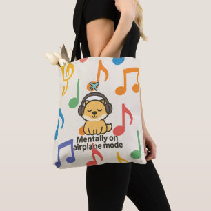Bolsa Tote Cartoon Fox Sticker   Mentalmente no modo de avião