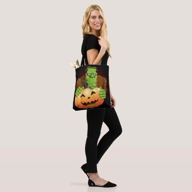 Bolsa Tote Cartoon Frankenstein Monster com Pumpkin (No(a) Modelo)