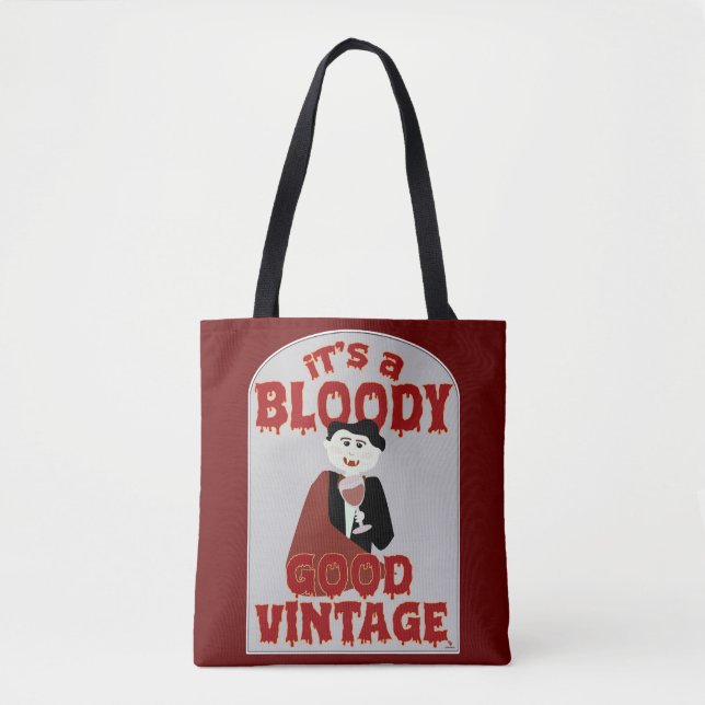 Bolsa Tote Cartoon Halloween Vampiro de Boa Vintagem (Frente)