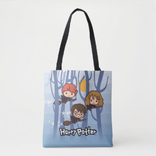 Bolsa Tote Cartoon Harry, Ron E Hermione Voando Em Woods