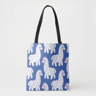 Bolsa Tote Cartoon lama alpaca, padrão de colheita