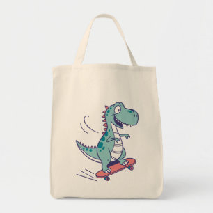 Bolsa Tote Cartoon legal T-Rex no skate