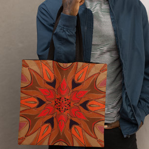 Bolsa Tote Cartoon Mandala Flor Laranja