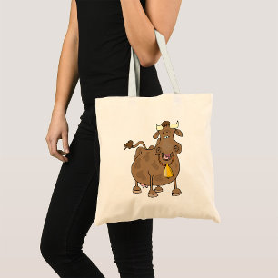 Bolsa Tote Cartoon Marrom Vaca com Fazenda Celular