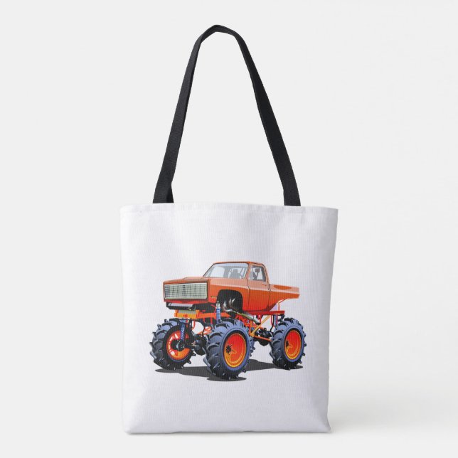Bolsa Tote Cartoon monster truck (Verso)