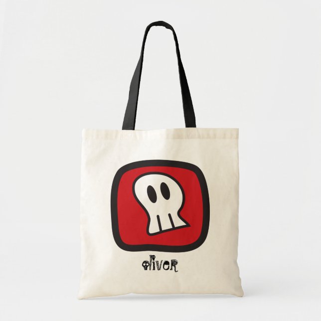 Bolsa Tote Cartoon Pirate Skull & Bone Kid's Festa de Hallowe (Frente)