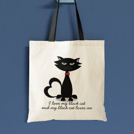 Bolsa Tote Cartoon Preto Cinto Gato Nome da Mãe Saco