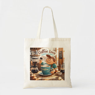Bolsa Tote Cartoon quente cozinhando café café estilo de aman