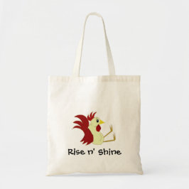 Bolsa Tote Cartoon Rooster Engraçado com Dizendo