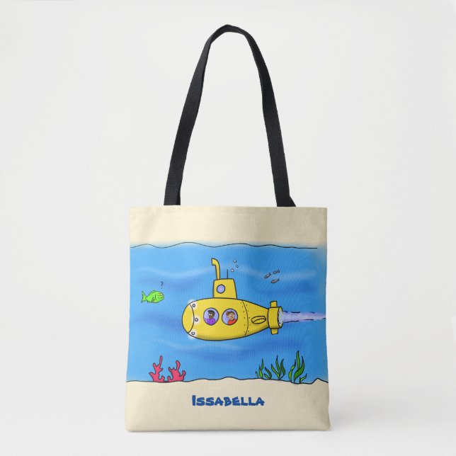 Bolsa Tote Cartoon submarino feliz (Frente)