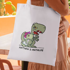 Bolsa Tote Cartoon T-Rex Dinossauro de Irmã Divertida