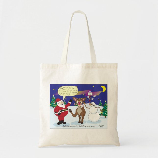 Bolsa Tote Cartoon Toon Bag de Natal bobo (Frente)