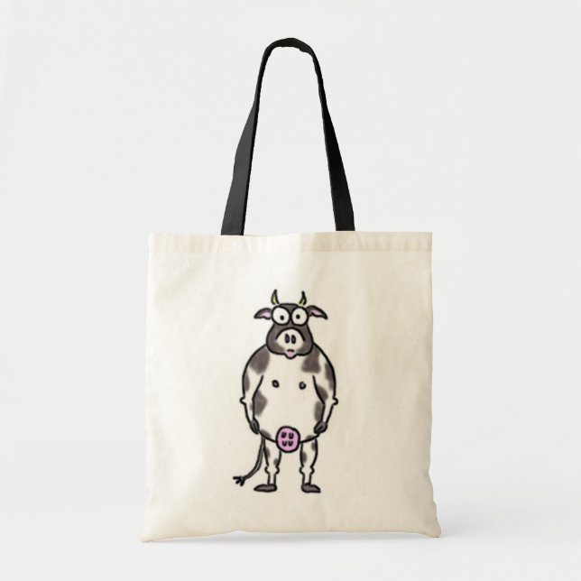 Bolsa Tote Cartoon Vaca Saco (Frente)