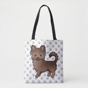 Bolsa Tote Cartum de chocolate Casaco Chihuahua Cão e patas
