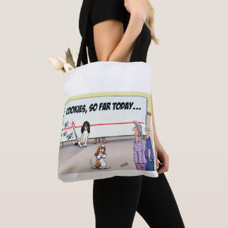 Bolsa Tote cartum sobre dois cães rastreando a contagem de bi