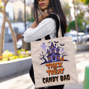 Bolsa Tote Casa assombrada com fantasmas e morcegos