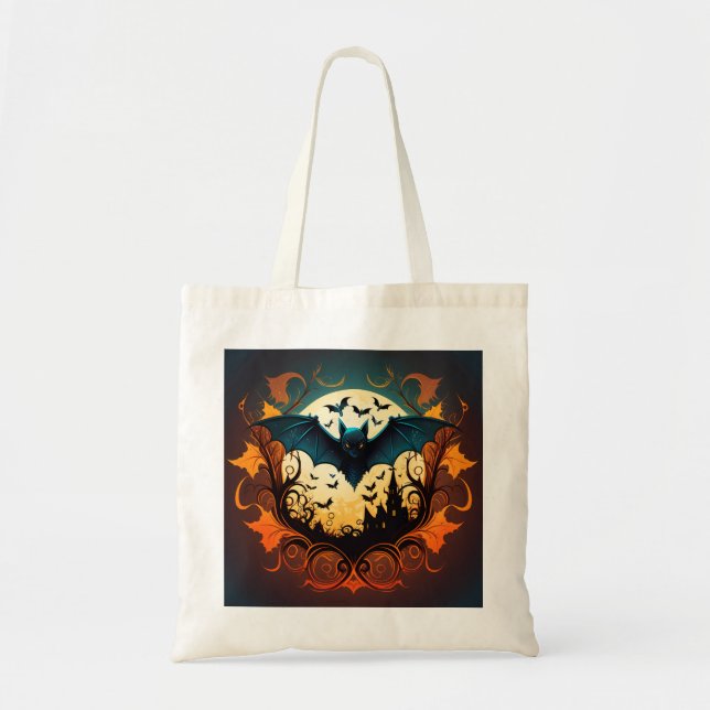 Bolsa Tote Casa Assombrada e Morcegos (Frente)