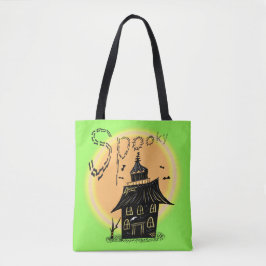 Bolsa Tote Casa Assombrada Neon Assustador de Halloween