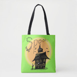 Bolsa Tote Casa Assombrada Neon Assustador de Halloween